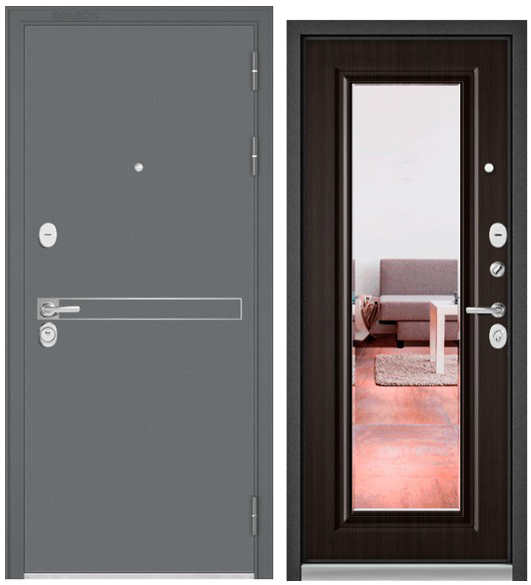 Дверь входная Бульдорс Standart 90 черный шелк, зеркало - купить в Орехово-Зуево